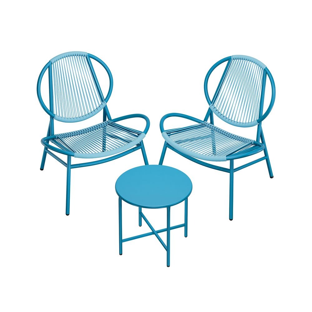 Garden Bistro Set - 3 Piece Set with Side Table - 2 Chairs Configuration