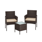Outdoor Garden Furniture Set - PE Rattan with Table - 3 Piece Set