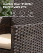 Outdoor Garden Furniture Set - PE Rattan with Table - 3 Piece Set