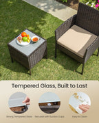 Outdoor Garden Furniture Set - PE Rattan with Table - 3 Piece Set