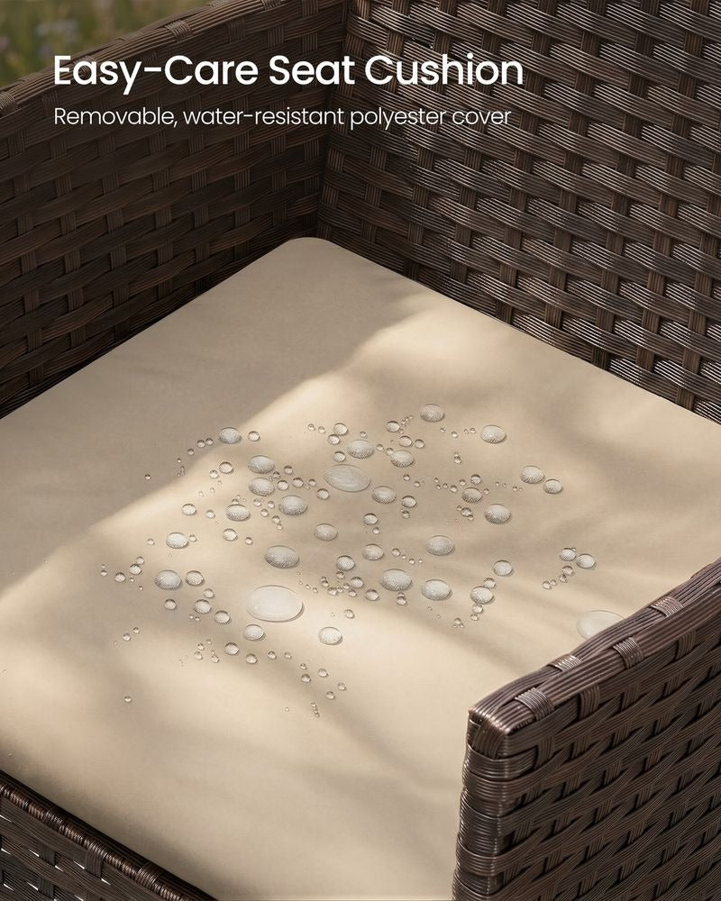 Outdoor Garden Furniture Set - PE Rattan with Table - 3 Piece Set