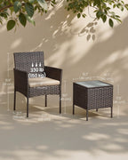 Outdoor Garden Furniture Set - PE Rattan with Table - 3 Piece Set