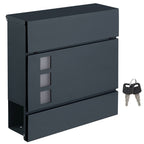Wall Mounted Mail Box - Lockable Design with Newspaper Holder - Metal Construction