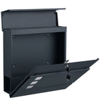 Wall Mounted Mail Box - Lockable Design with Newspaper Holder - Metal Construction