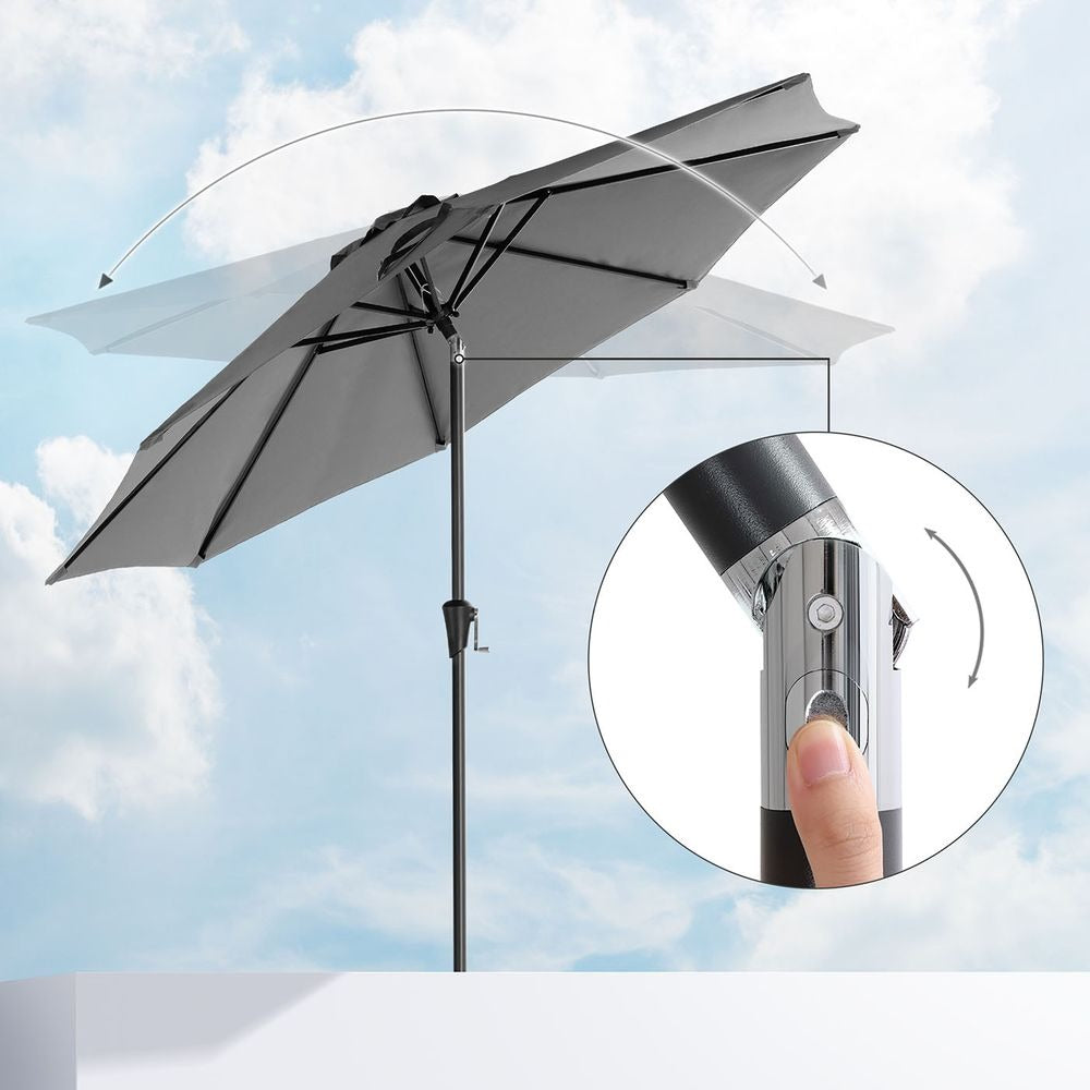 Outdoor Parasol - Adjustable Tilt with Air Vent - Patio Sun Umbrella