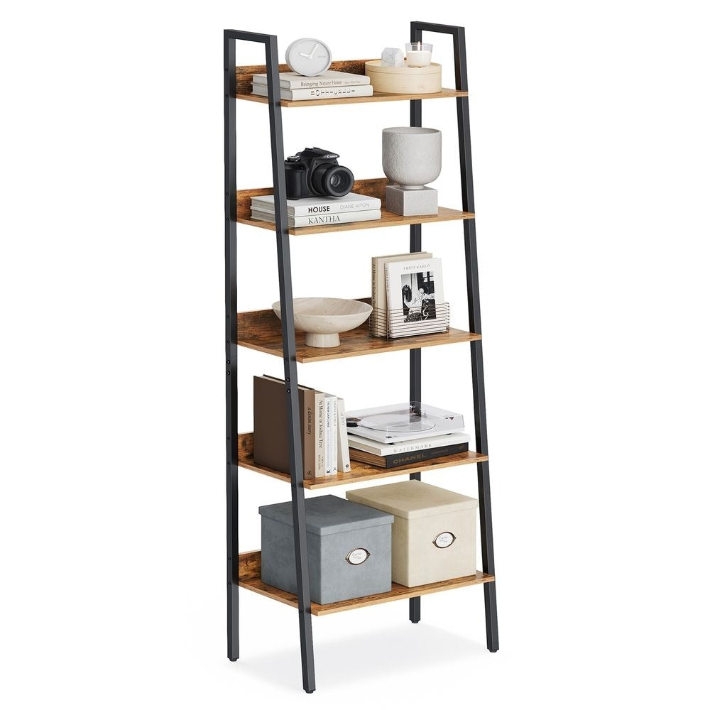 Bookshelf - 5-Tier Storage Design - Brown and Black Colourway