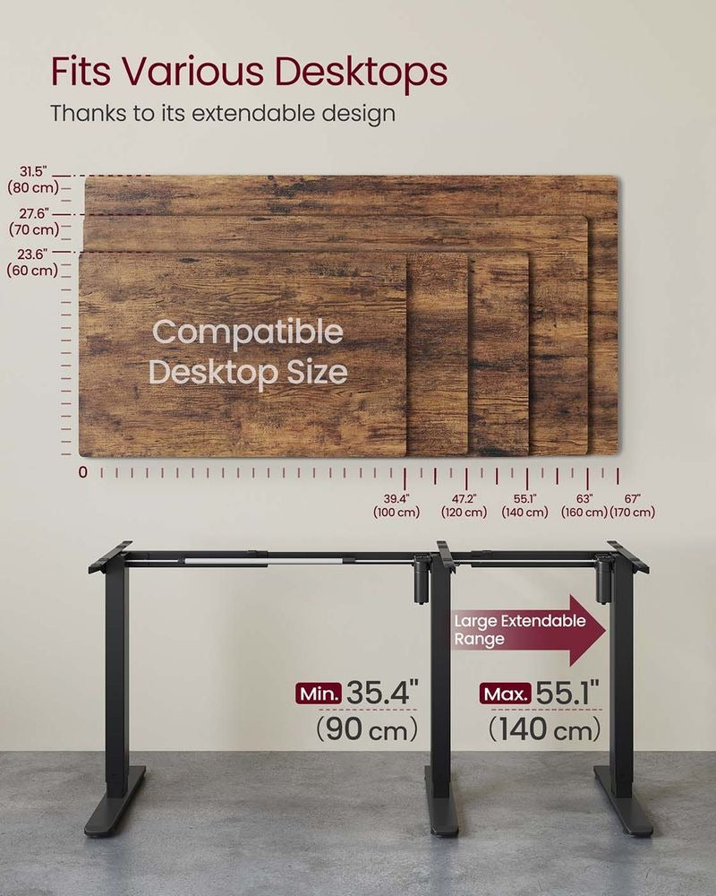 Standing Desk Frame - Electric Height Adjustable with Memory Function - Sit Stand Workstation Base