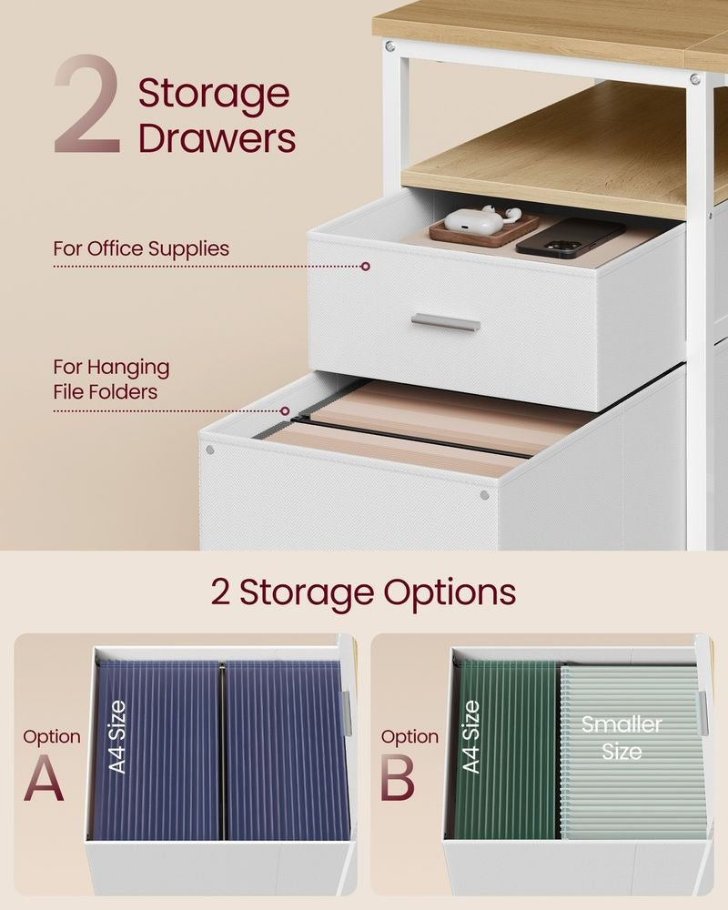 Computer Desk - Storage with 3 Shelves and 2 Drawers - Home Office Workspace Design
