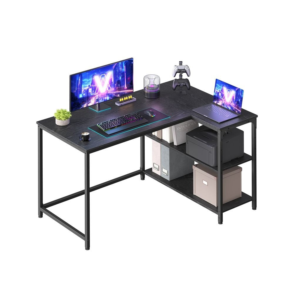 Corner Desk - Adjustable Shelving Storage - L-Shaped Home Office Desk