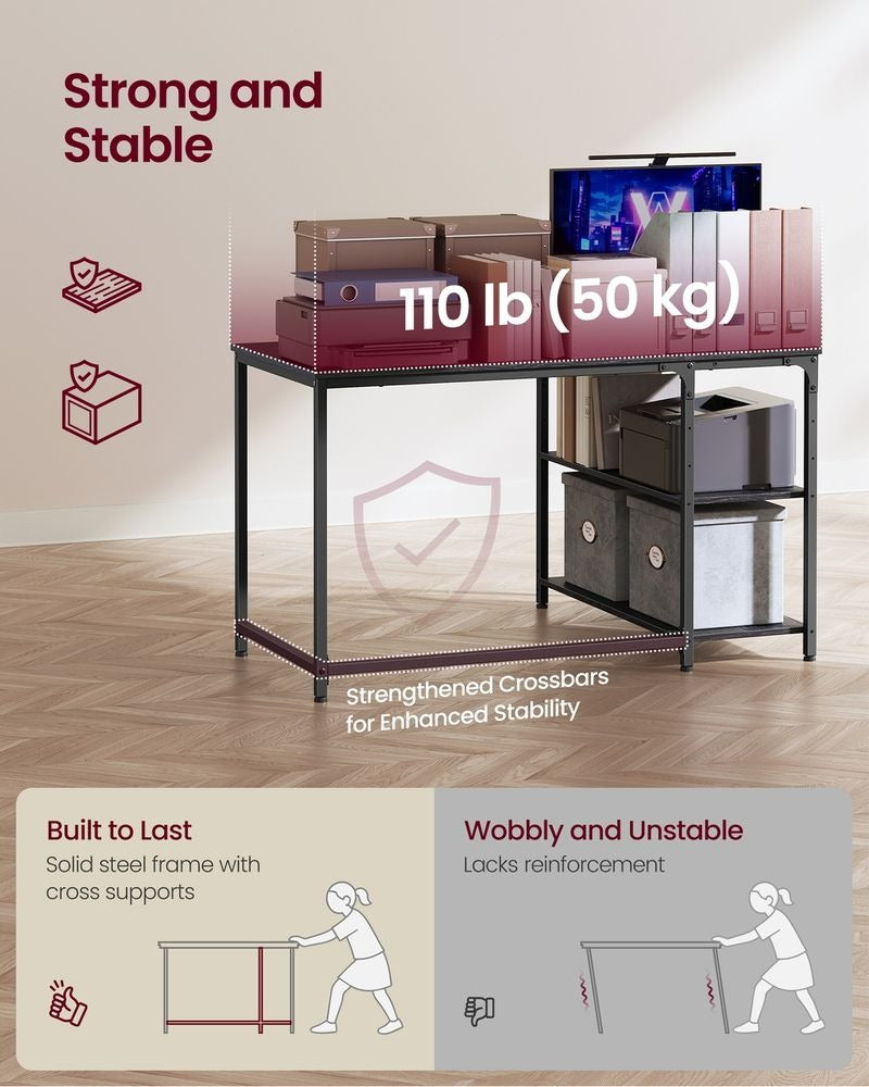 Corner Desk - Adjustable Shelving Storage - L-Shaped Home Office Desk