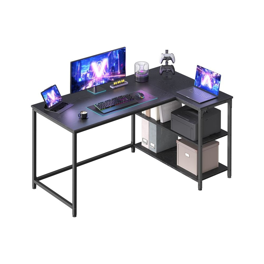 Corner Desk - Adjustable Shelving Storage - L-Shaped Home Office Desk