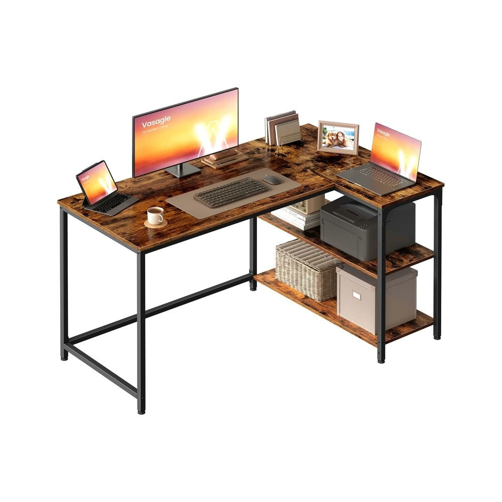Corner Desk - Adjustable Shelving Storage - L-Shaped Home Office Desk