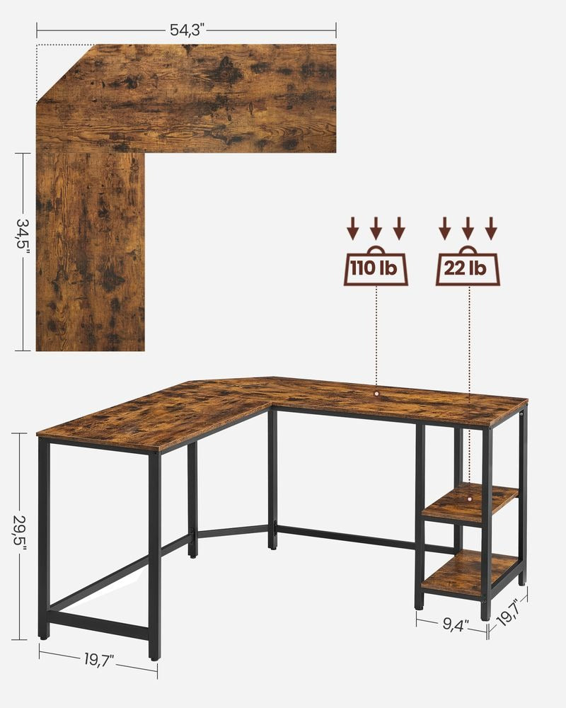 Computer Desk - Space-Saving Corner Design - L-Shaped Home Office Desk