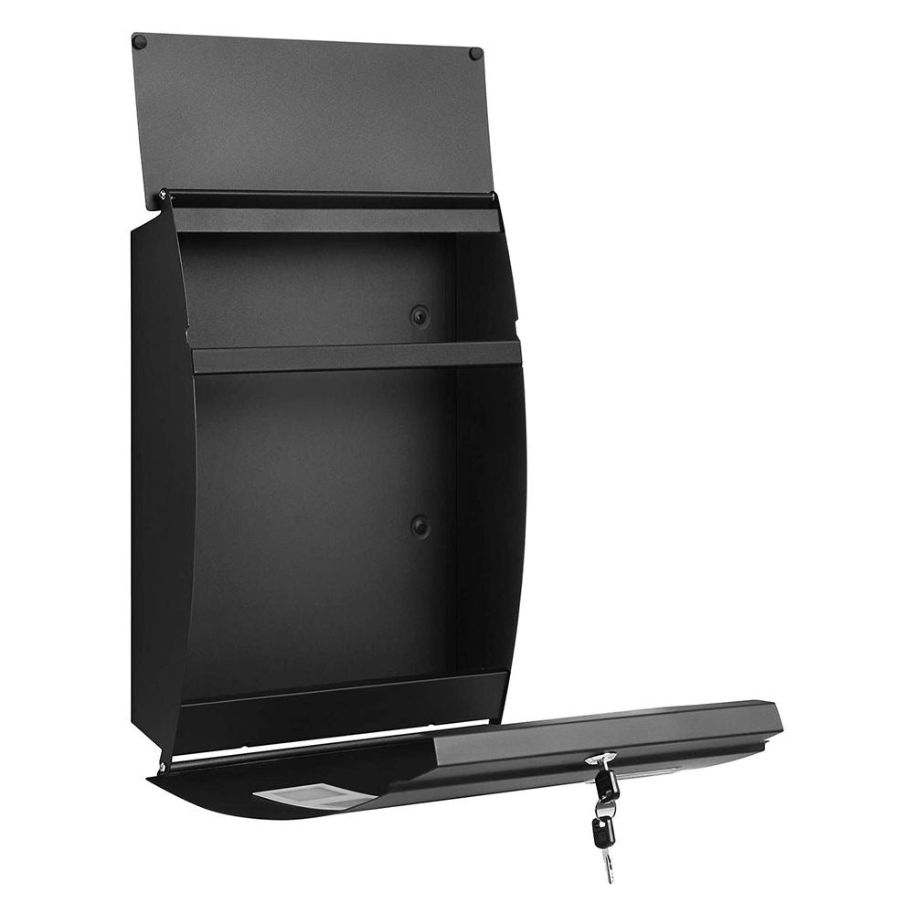 Wall Mounted Mailbox - Lockable Design with Viewing Window - Metal Construction