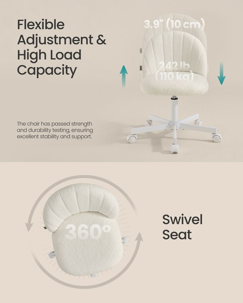 Office Chair - Swivel with Vanity Style Design - Makeup Desk Seating Chair