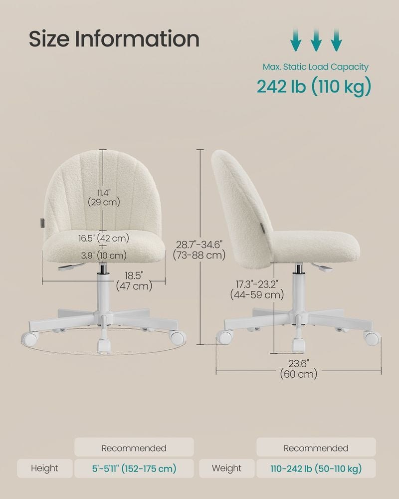 Office Chair - Swivel with Vanity Style Design - Makeup Desk Seating Chair