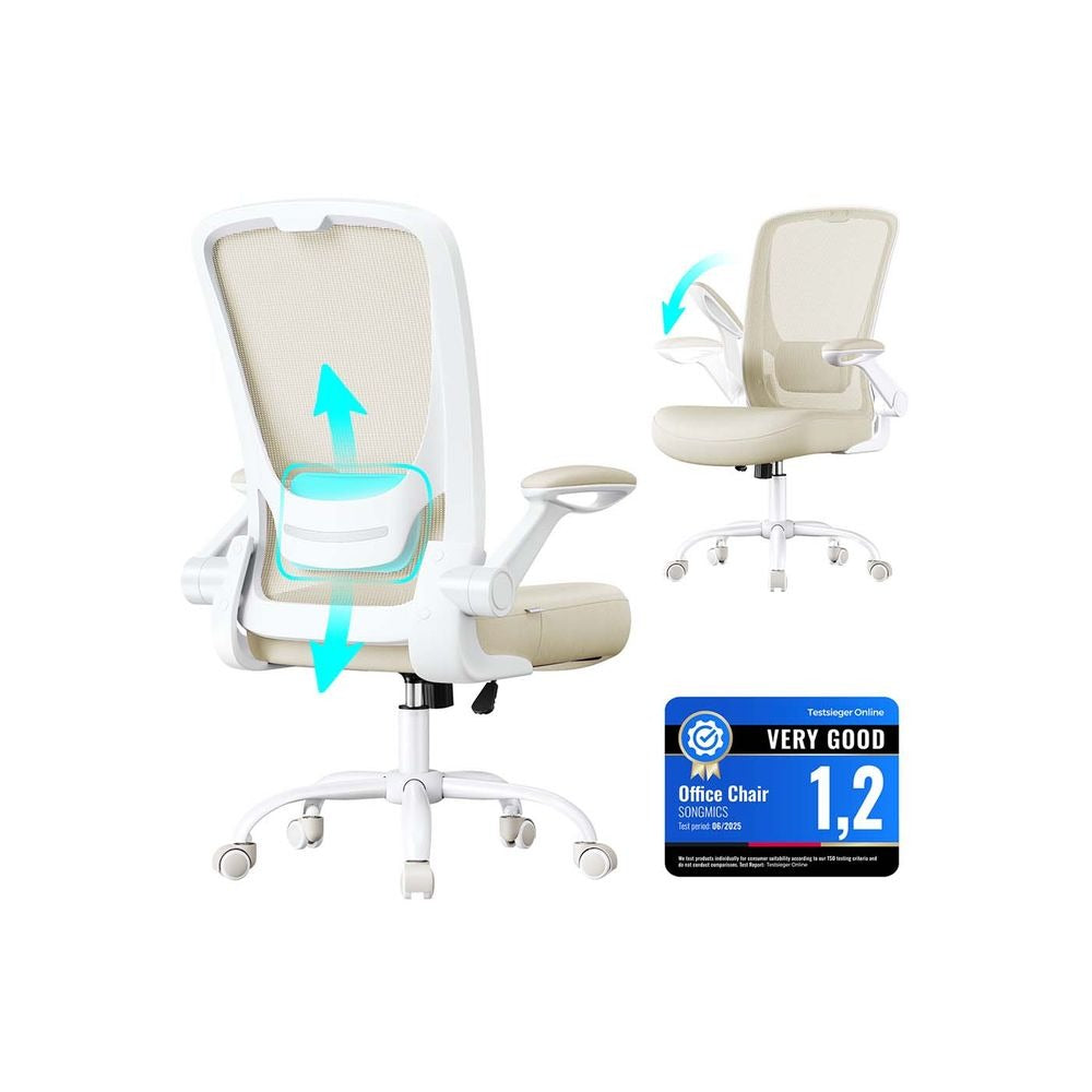 Office Chair - Ergonomic Mesh with Folding Armrests - Adjustable Height Design