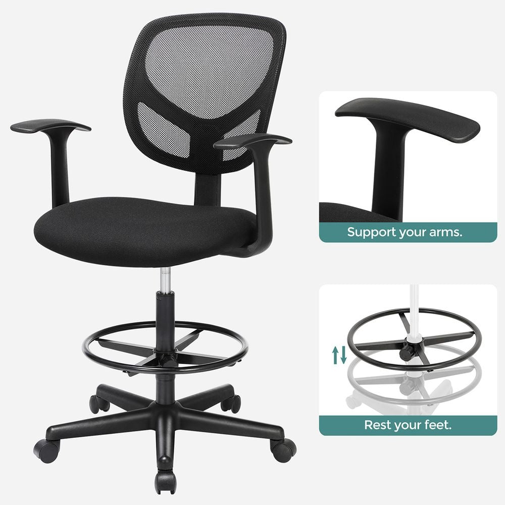 Drafting Stool - Swivel with Armrests - Adjustable Height Seating