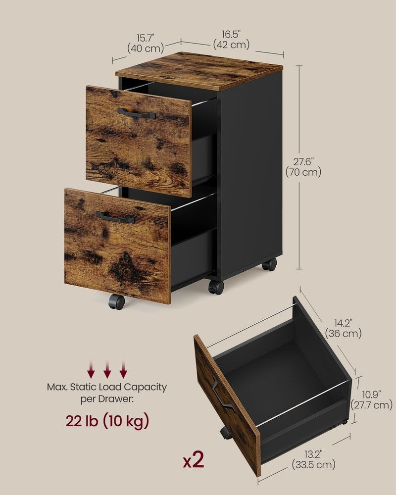 Filing Cabinet - Mobile Storage Design - 2-Drawers