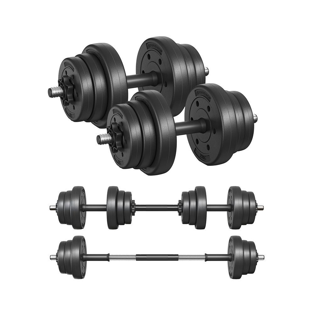 Adjustable Dumbbells Set - 2-in-1 Barbell Conversion - 2 x 10kg