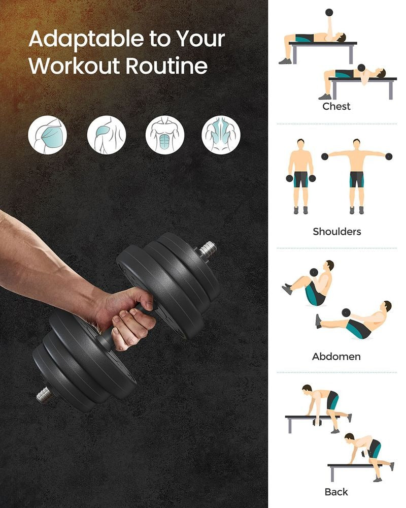 Adjustable Dumbbells Set - 2-in-1 Barbell Conversion - 2 x 10kg