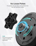 Adjustable Dumbbells Set - 2-in-1 Barbell Conversion - 2 x 10kg