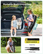 Portable Badminton Net - Adjustable Height - Multi Size Use