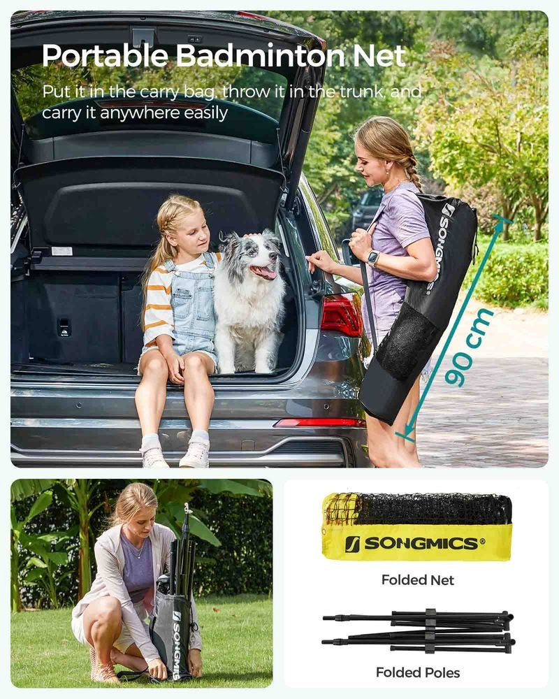 Portable Badminton Net - Adjustable Height - Multi Size Use