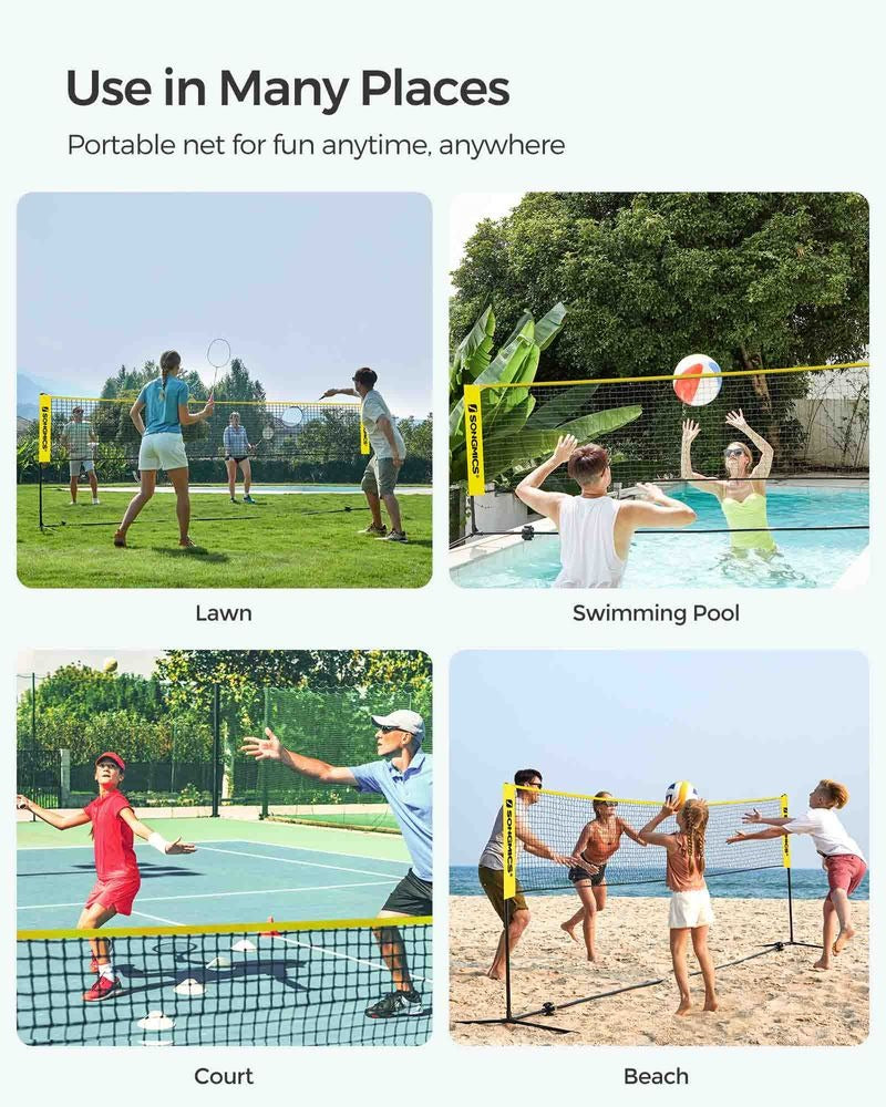 Portable Badminton Net - Adjustable Height - Multi Size Use