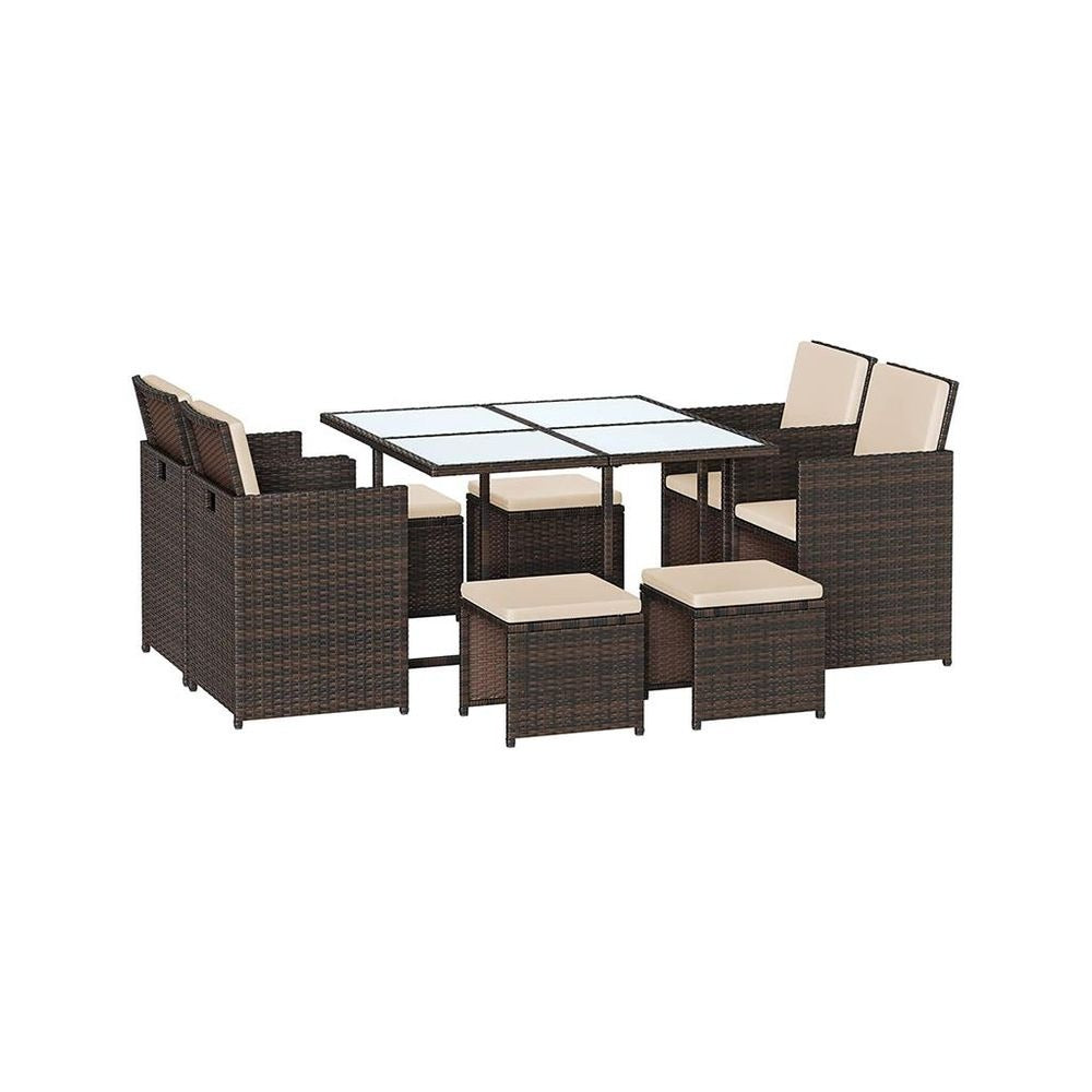 Rattan Garden Dining Set - Outdoor Table & Chairs - Patio Furniture Set