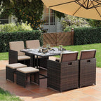 Rattan Garden Dining Set - Outdoor Table & Chairs - Patio Furniture Set