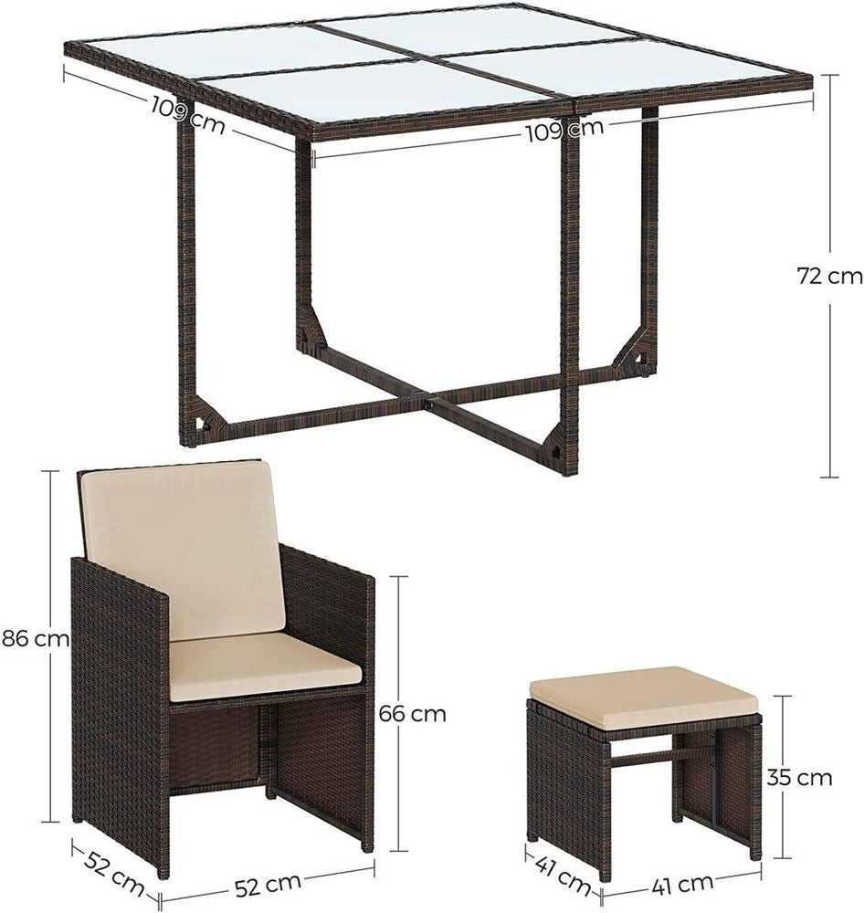 Rattan Garden Dining Set - Outdoor Table & Chairs - Patio Furniture Set