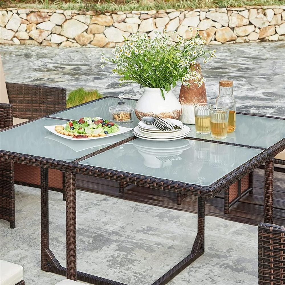 Rattan Garden Dining Set - Outdoor Table & Chairs - Patio Furniture Set