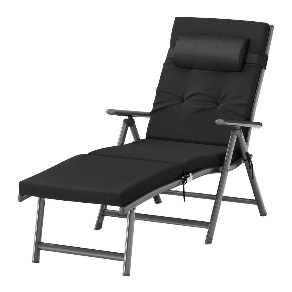 Folding Sun Lounger - 6 cm Thick Mattress Comfort - Adjustable Backrest Design