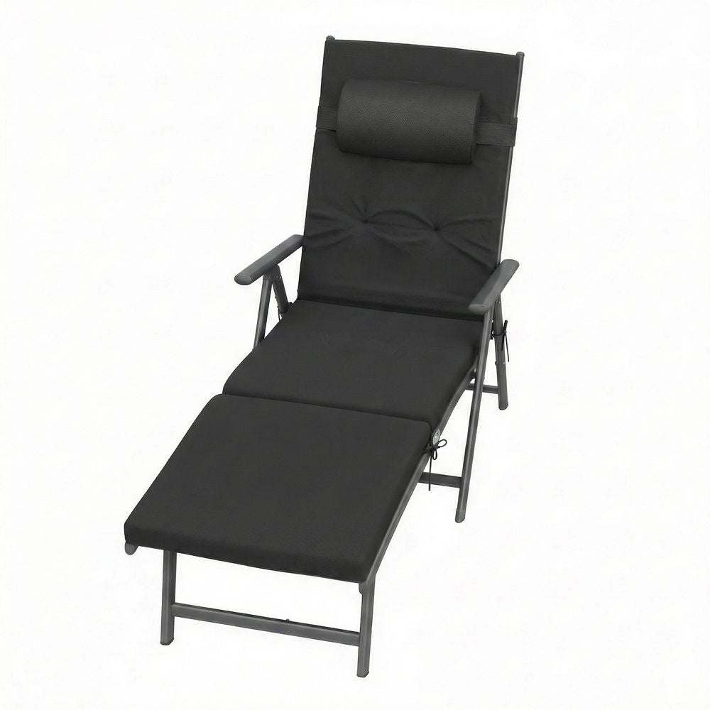 Folding Sun Lounger - 6 cm Thick Mattress Comfort - Adjustable Backrest Design