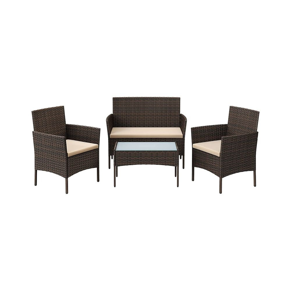 Outdoor Wicker Furniture Set - 4 Piece Garden Seating Set - Rattan Style Configuration