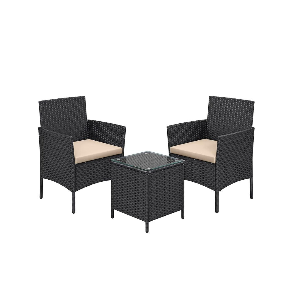Outdoor Garden Furniture Set - PE Rattan with Table - 3 Piece Set