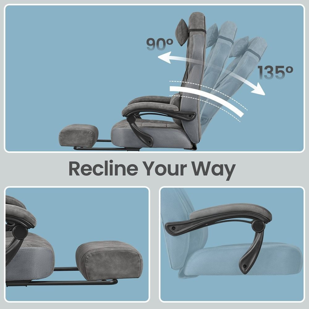 Office Chair - Ergonomic with Footrest - Reclining Comfort Design