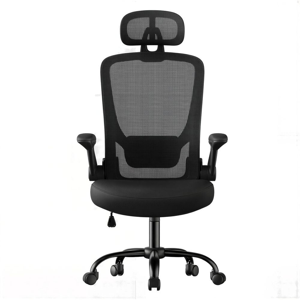 Office Chair - Ergonomic Mesh with Lumbar and Head Support - Swivel Home Office Seating Design