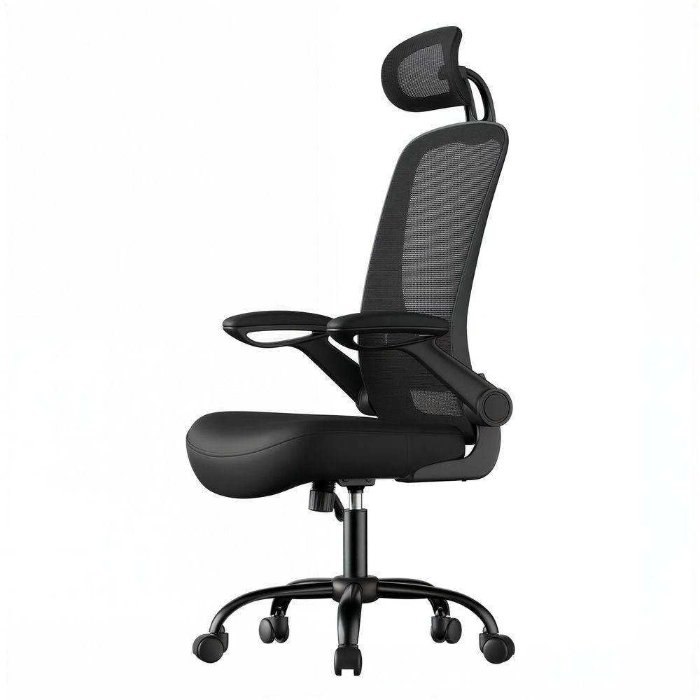 Office Chair - Ergonomic Mesh with Lumbar and Head Support - Swivel Home Office Seating Design